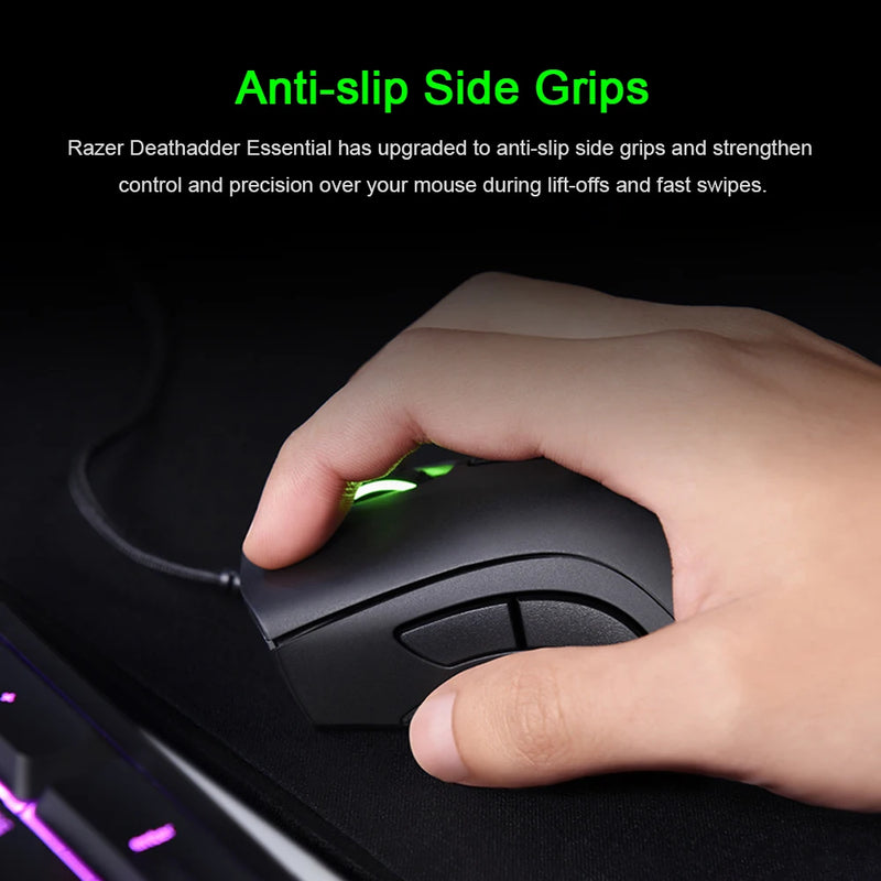 Mouse Gamer Razer DeathAdder Essential com Fio - Sensor Óptico de 6400 DPI, 5 Botões Independentes, Ideal para Laptop e PC Gamer