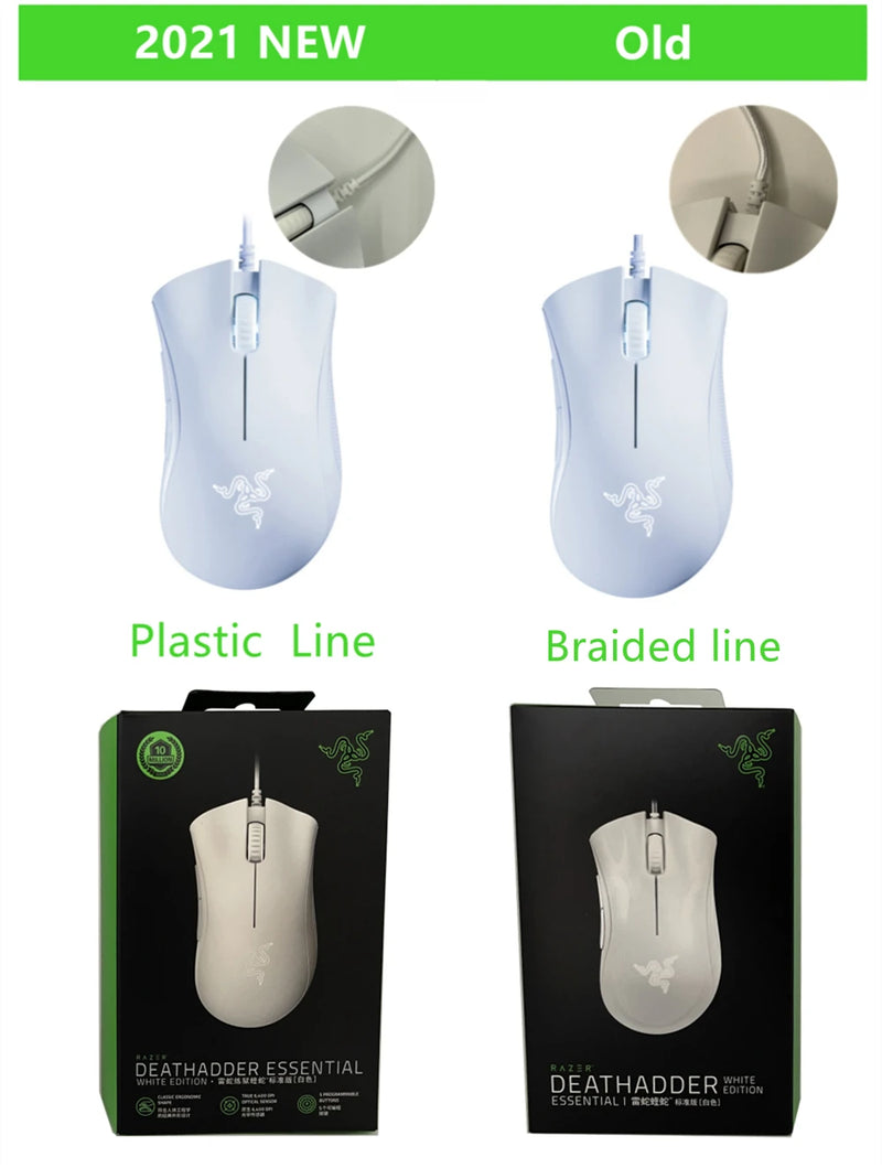 Mouse Gamer Razer DeathAdder Essential com Fio - Sensor Óptico de 6400 DPI, 5 Botões Independentes, Ideal para Laptop e PC Gamer