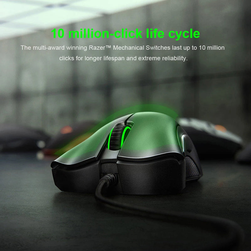 Mouse Gamer Razer DeathAdder Essential com Fio - Sensor Óptico de 6400 DPI, 5 Botões Independentes, Ideal para Laptop e PC Gamer
