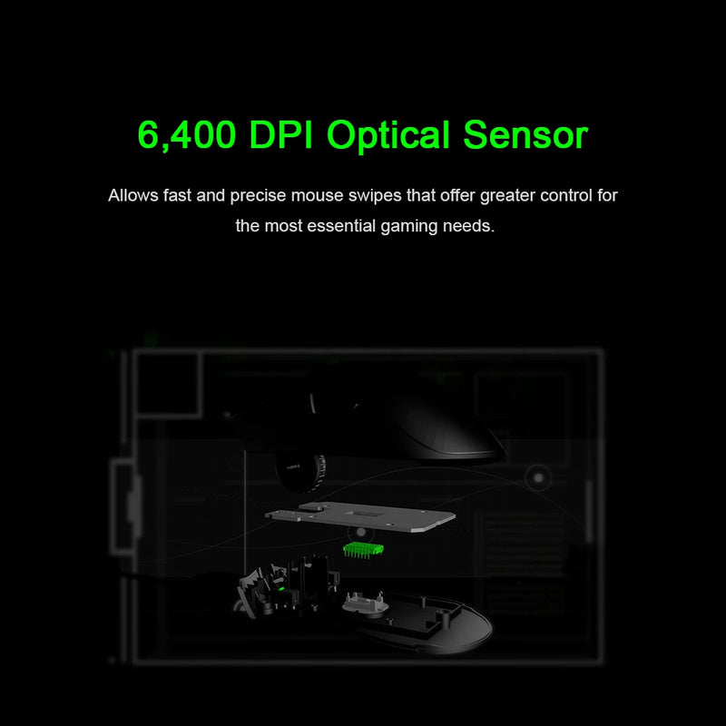 Mouse Gamer Razer DeathAdder Essential com Fio - Sensor Óptico de 6400 DPI, 5 Botões Independentes, Ideal para Laptop e PC Gamer