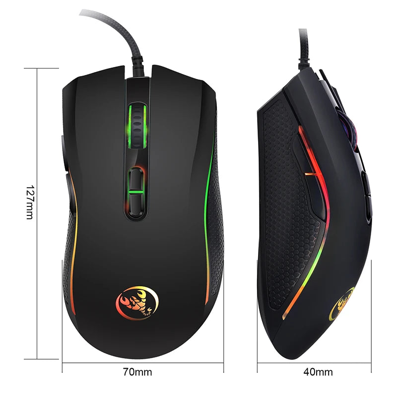 Mouse Gamer com Fio - 7 Botões, 3200 DPI, LED Óptico, USB, Ideal para Jogos no PC