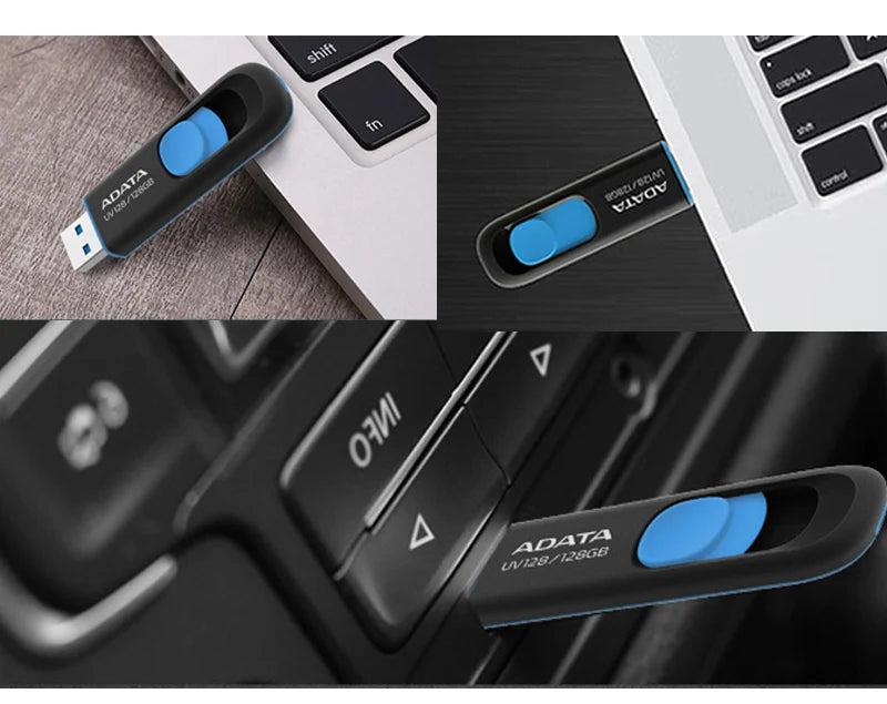 Pen Drive ADATA UV128 - USB 3.2 Flash Drive, 32GB, 64GB, 128GB, 256GB, Ideal para Desktop e Laptop