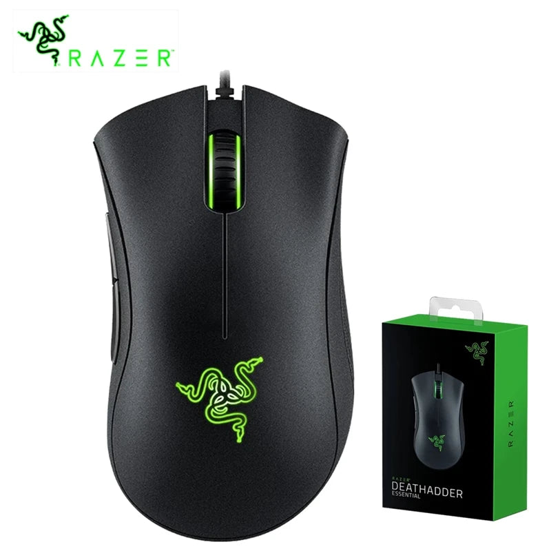Mouse Gamer Razer DeathAdder Essential com Fio - Sensor Óptico de 6400 DPI, 5 Botões Independentes, Ideal para Laptop e PC Gamer