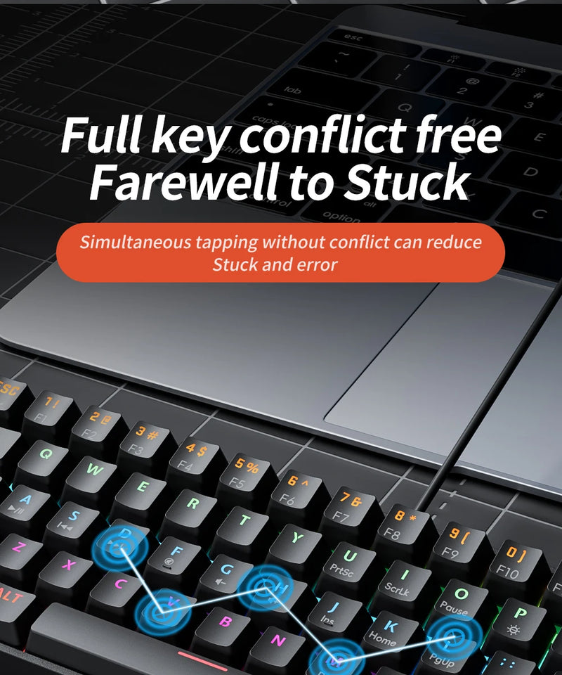 MUCAI MKA610 RGB USB Mini Mechanical Keyboard Red Switch 61 Key Wired Computer Notebook Portable Keyboard Pure Black
