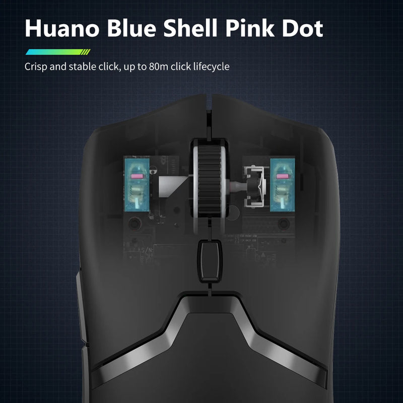 Mouse Gamer Sem Fio Delux M800 PRO - Conexão Tri-Mode Bluetooth, 26000 DPI, Switches Huano Rosa, Ideal para PC Gamer