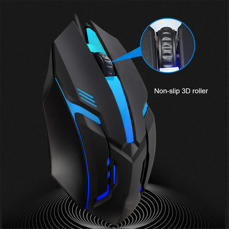Mouse Gamer USB com Fio para E-Sports - Mouse Óptico com LED Colorido, 5000 DPI, Ideal para Desktop e Laptop