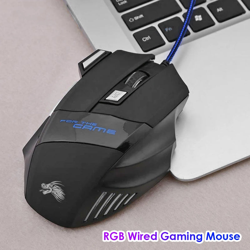 Mouse Gamer USB com Fio - 7 Botões Retroiluminados, Ergonomico, 5500 DPI Ajustável, Óptico, Ideal para PC e Desktop
