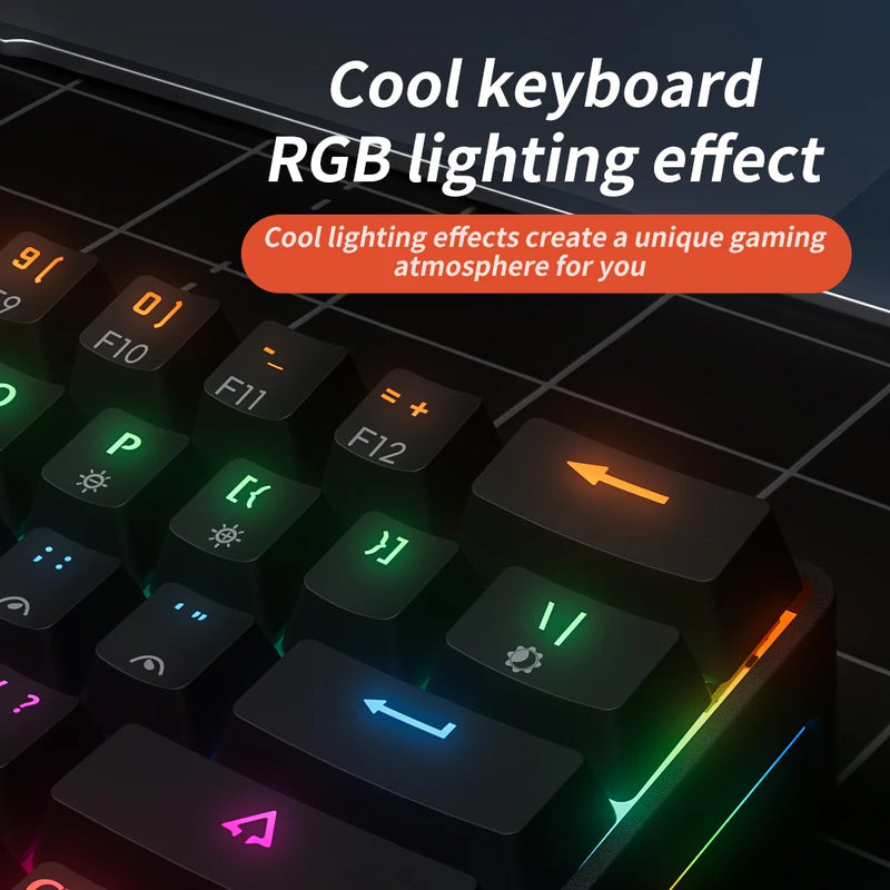 MUCAI MKA610 RGB USB Mini Mechanical Keyboard Red Switch 61 Key Wired Computer Notebook Portable Keyboard Pure Black