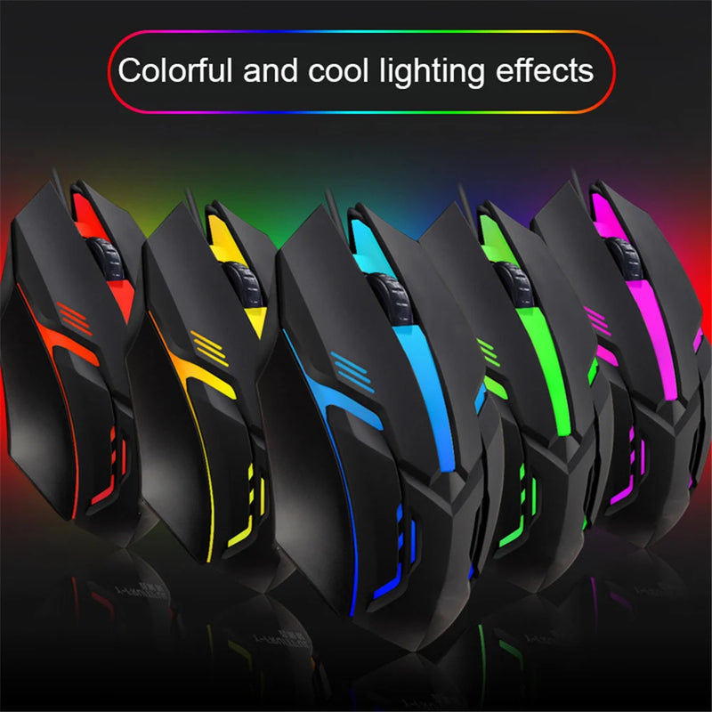 Mouse Gamer USB com Fio para E-Sports - Mouse Óptico com LED Colorido, 5000 DPI, Ideal para Desktop e Laptop