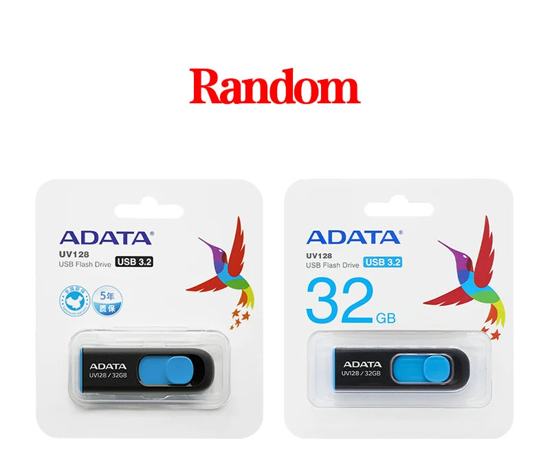 Pen Drive ADATA UV128 - USB 3.2 Flash Drive, 32GB, 64GB, 128GB, 256GB, Ideal para Desktop e Laptop