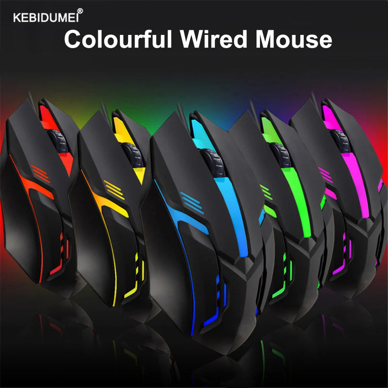 Mouse Gamer USB com Fio para E-Sports - Mouse Óptico com LED Colorido, 5000 DPI, Ideal para Desktop e Laptop