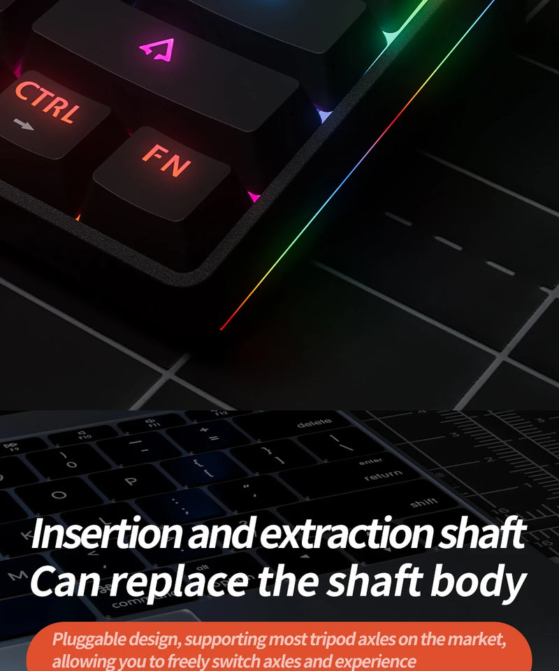 MUCAI MKA610 RGB USB Mini Mechanical Keyboard Red Switch 61 Key Wired Computer Notebook Portable Keyboard Pure Black