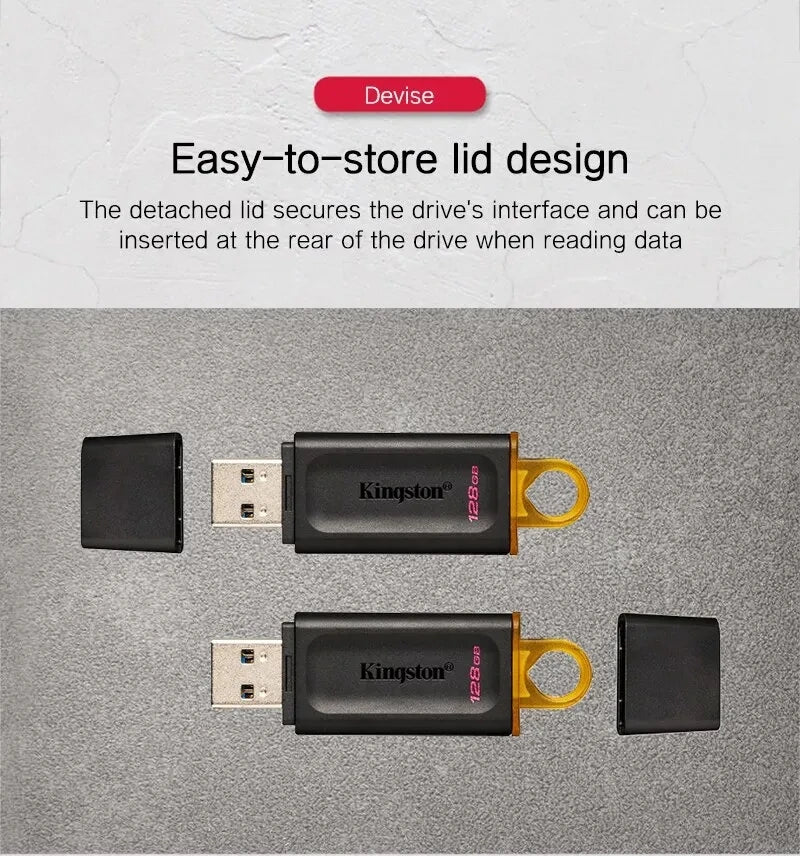Pen Drive Kingston USB Flash Drive DTX - 64GB, 128GB, 256GB, Alta Velocidade USB 3.2, Mini Pen Drive, Ideal para Armazenamento