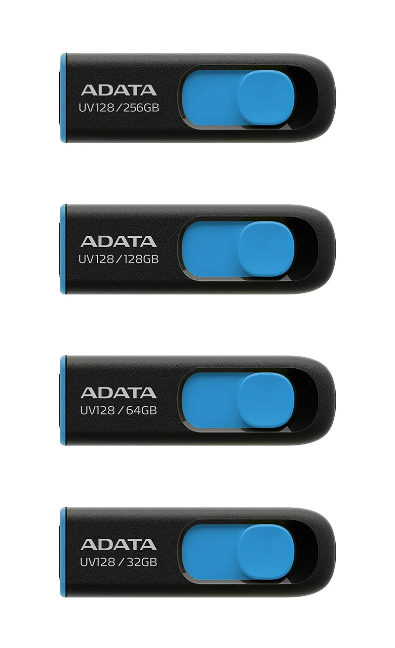 Pen Drive ADATA UV128 - USB 3.2 Flash Drive, 32GB, 64GB, 128GB, 256GB, Ideal para Desktop e Laptop