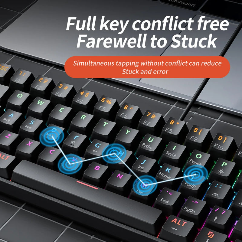MUCAI MKA610 RGB USB Mini Mechanical Keyboard Red Switch 61 Key Wired Computer Notebook Portable Keyboard Pure Black