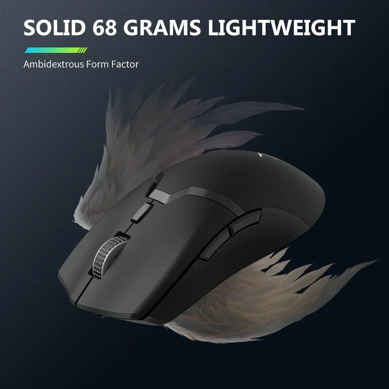 Mouse Gamer Sem Fio Delux M800 PRO - Conexão Tri-Mode Bluetooth, 26000 DPI, Switches Huano Rosa, Ideal para PC Gamer