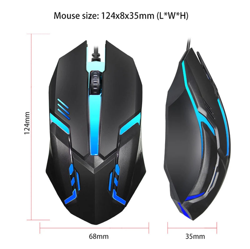 Mouse Gamer USB com Fio para E-Sports - Mouse Óptico com LED Colorido, 5000 DPI, Ideal para Desktop e Laptop