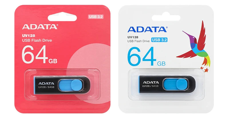 Pen Drive ADATA UV128 - USB 3.2 Flash Drive, 32GB, 64GB, 128GB, 256GB, Ideal para Desktop e Laptop