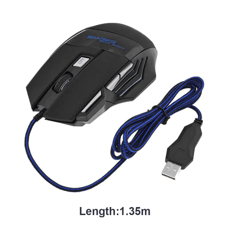 Mouse Gamer USB com Fio - 7 Botões Retroiluminados, Ergonomico, 5500 DPI Ajustável, Óptico, Ideal para PC e Desktop