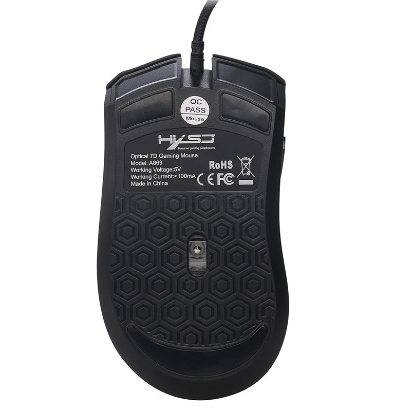Mouse Gamer com Fio - 7 Botões, 3200 DPI, LED Óptico, USB, Ideal para Jogos no PC
