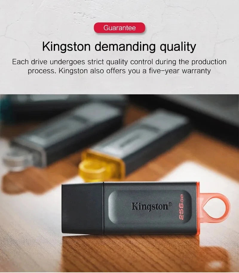 Pen Drive Kingston USB Flash Drive DTX - 64GB, 128GB, 256GB, Alta Velocidade USB 3.2, Mini Pen Drive, Ideal para Armazenamento