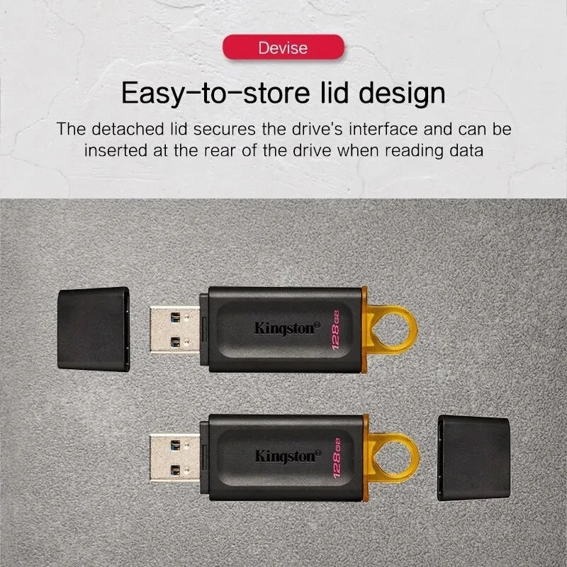 Pen Drive Kingston USB Flash Drive DTX - 64GB, 128GB, 256GB, Alta Velocidade USB 3.2, Mini Pen Drive, Ideal para Armazenamento