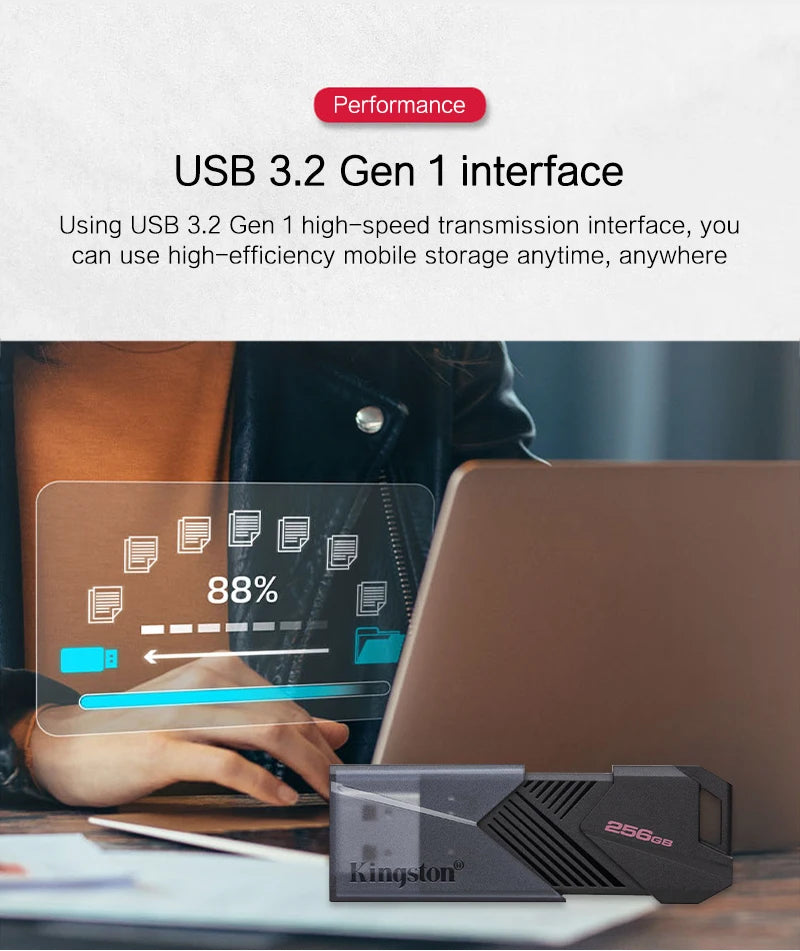 Pen Drive Kingston DataTraveler Exodia Onyx - USB Flash Drive 64GB, 128GB, 256GB, USB 3.2 Gen 1, Preto, Ideal para Computador