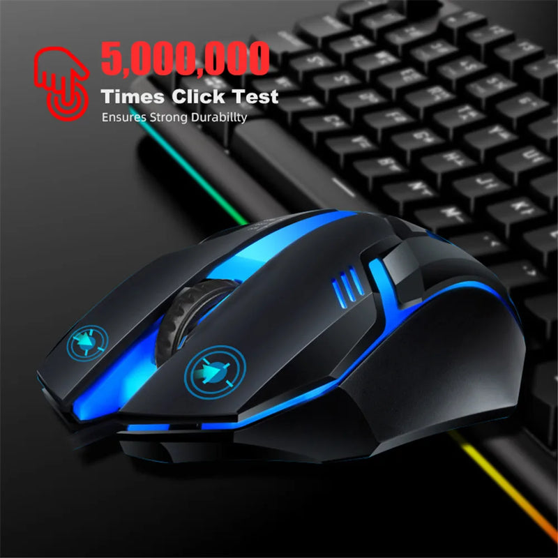 Mouse Gamer USB com Fio para E-Sports - Mouse Óptico com LED Colorido, 5000 DPI, Ideal para Desktop e Laptop