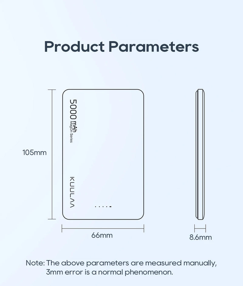 Power Bank KUULAA MagSafe 5000mAh - Carregador Sem Fio Magnético, Bateria Externa com 20W de Carga Rápida, Compatível com iPhone 15 e 14