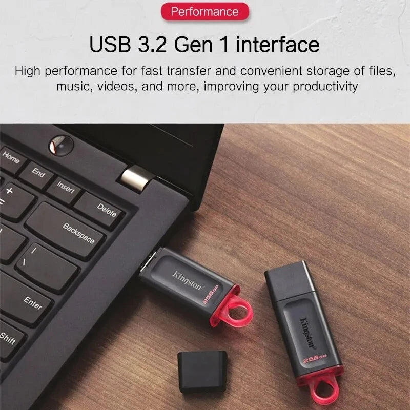 Pen Drive Kingston USB Flash Drive DTX - 64GB, 128GB, 256GB, Alta Velocidade USB 3.2, Mini Pen Drive, Ideal para Armazenamento