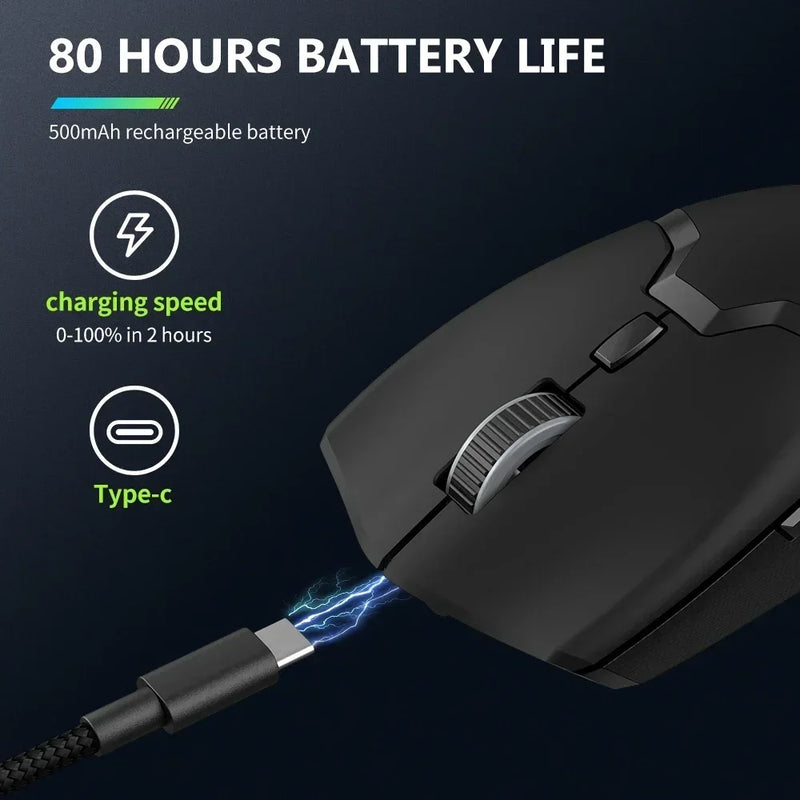 Mouse Gamer Sem Fio Delux M800 PRO - Conexão Tri-Mode Bluetooth, 26000 DPI, Switches Huano Rosa, Ideal para PC Gamer