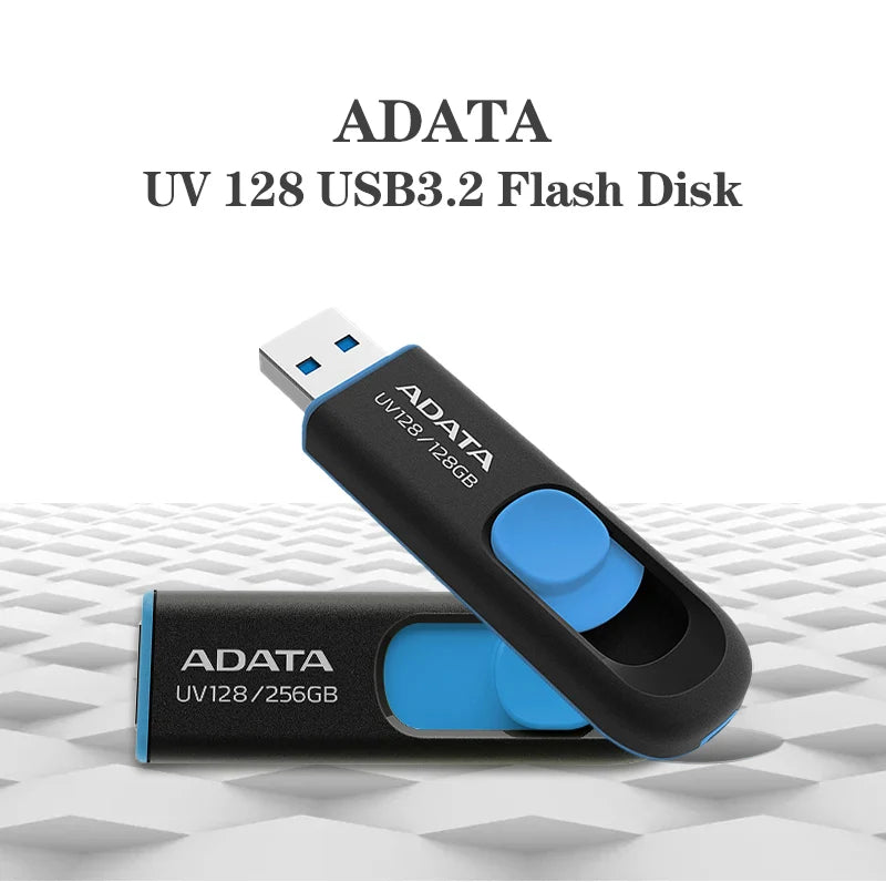 Pen Drive ADATA UV128 - USB 3.2 Flash Drive, 32GB, 64GB, 128GB, 256GB, Ideal para Desktop e Laptop