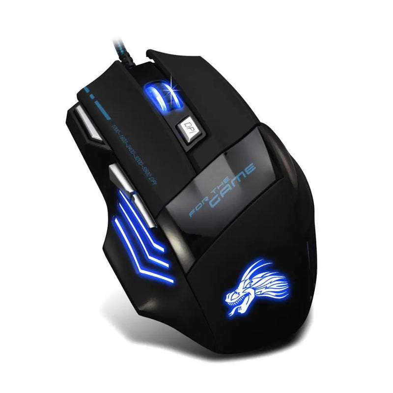 Mouse Gamer USB com Fio - 7 Botões Retroiluminados, Ergonomico, 5500 DPI Ajustável, Óptico, Ideal para PC e Desktop