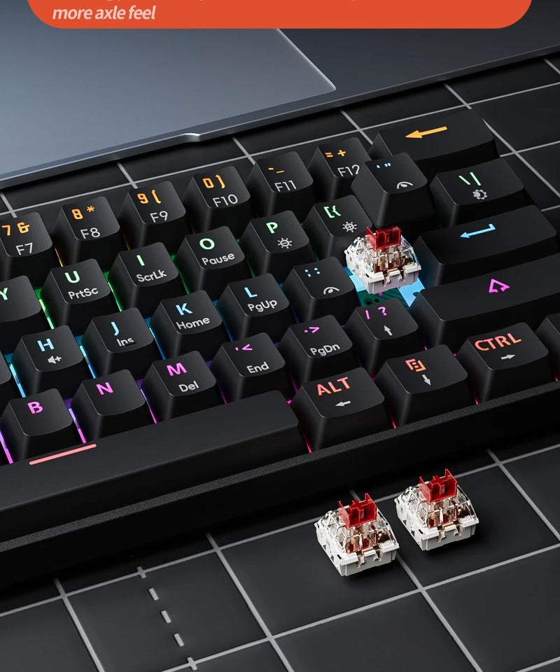MUCAI MKA610 RGB USB Mini Mechanical Keyboard Red Switch 61 Key Wired Computer Notebook Portable Keyboard Pure Black