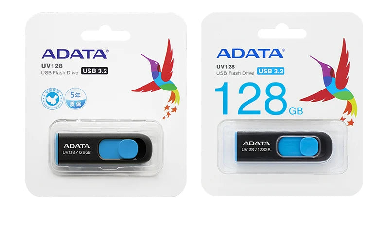 Pen Drive ADATA UV128 - USB 3.2 Flash Drive, 32GB, 64GB, 128GB, 256GB, Ideal para Desktop e Laptop