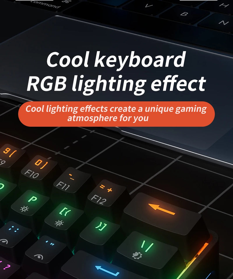 MUCAI MKA610 RGB USB Mini Mechanical Keyboard Red Switch 61 Key Wired Computer Notebook Portable Keyboard Pure Black
