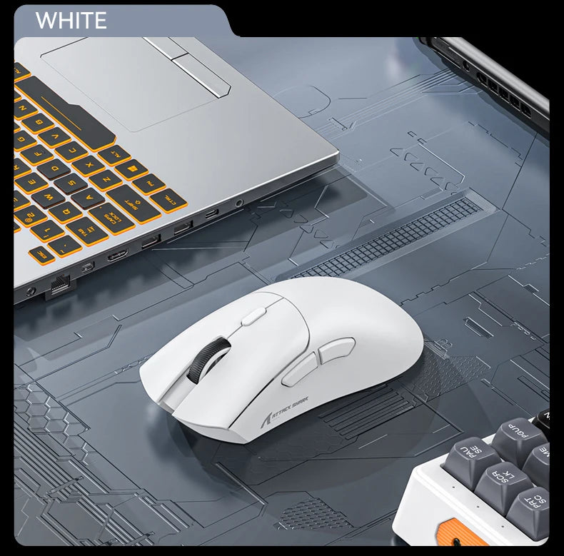 Mouse Gamer Attack Shark R1 - Conexão Tri-Mode, 1000Hz, 18000 DPI, Sensor PAW3311, Com Macro para Jogos