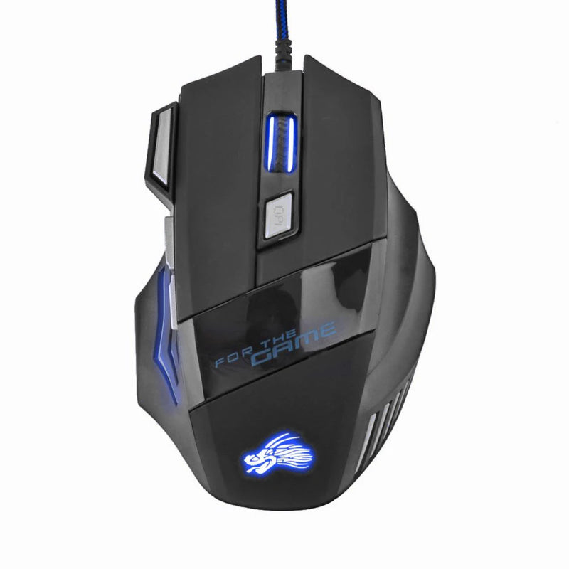 Mouse Gamer USB com Fio - 7 Botões Retroiluminados, Ergonomico, 5500 DPI Ajustável, Óptico, Ideal para PC e Desktop