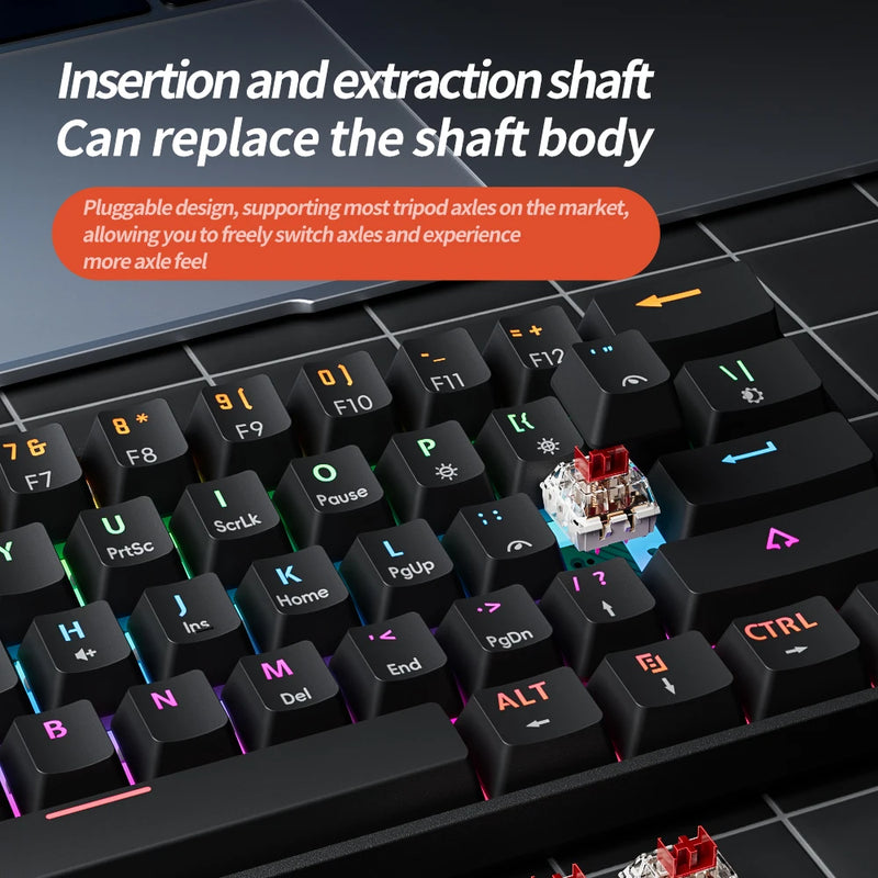 MUCAI MKA610 RGB USB Mini Mechanical Keyboard Red Switch 61 Key Wired Computer Notebook Portable Keyboard Pure Black