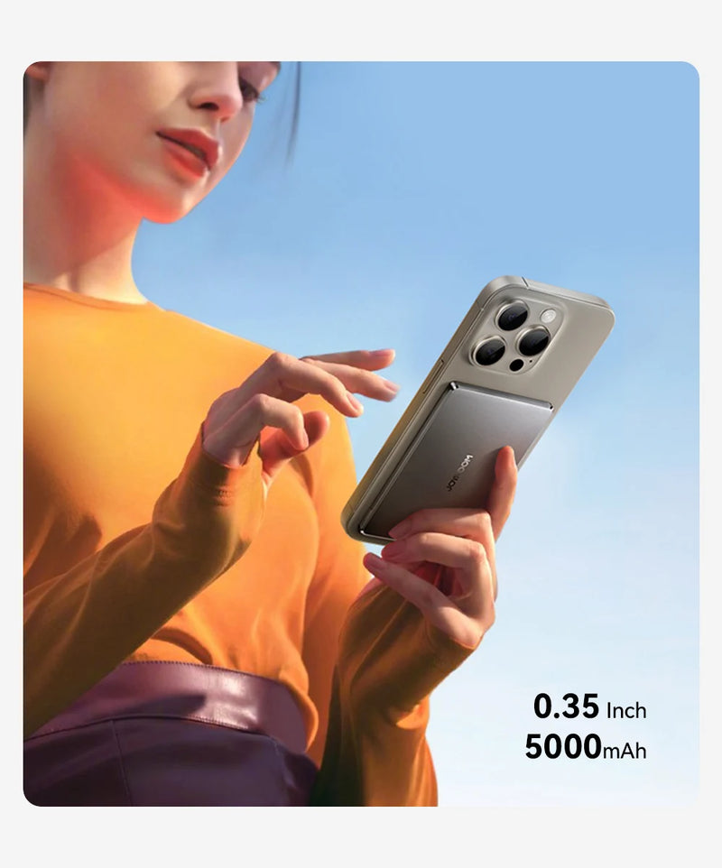 Power Bank Ultra Slim JOYROOM - 0.35 Polegadas, 5000mAh, Carregador Sem Fio Portátil para MagSafe, Inclui Cabo USB-C, Compatível com iPhone 16/15/14/13/12