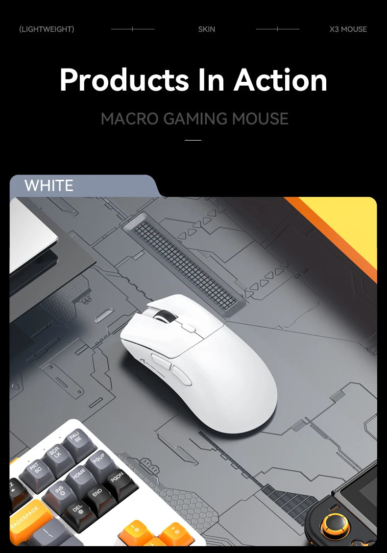 Mouse Gamer Attack Shark R1 - Conexão Tri-Mode, 1000Hz, 18000 DPI, Sensor PAW3311, Com Macro para Jogos