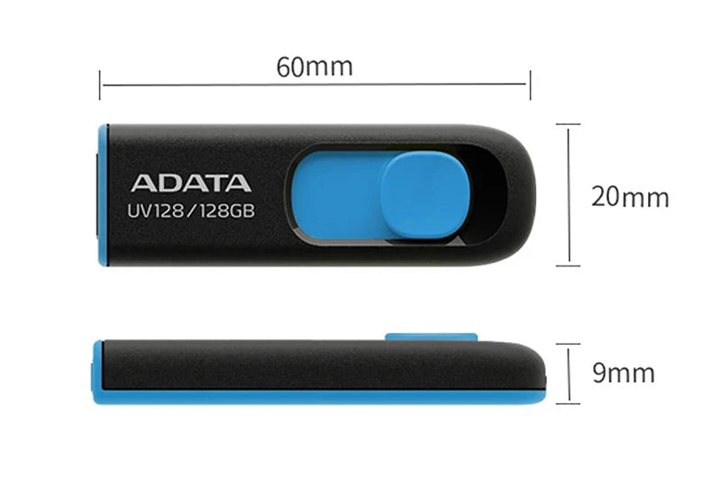 Pen Drive ADATA UV128 - USB 3.2 Flash Drive, 32GB, 64GB, 128GB, 256GB, Ideal para Desktop e Laptop