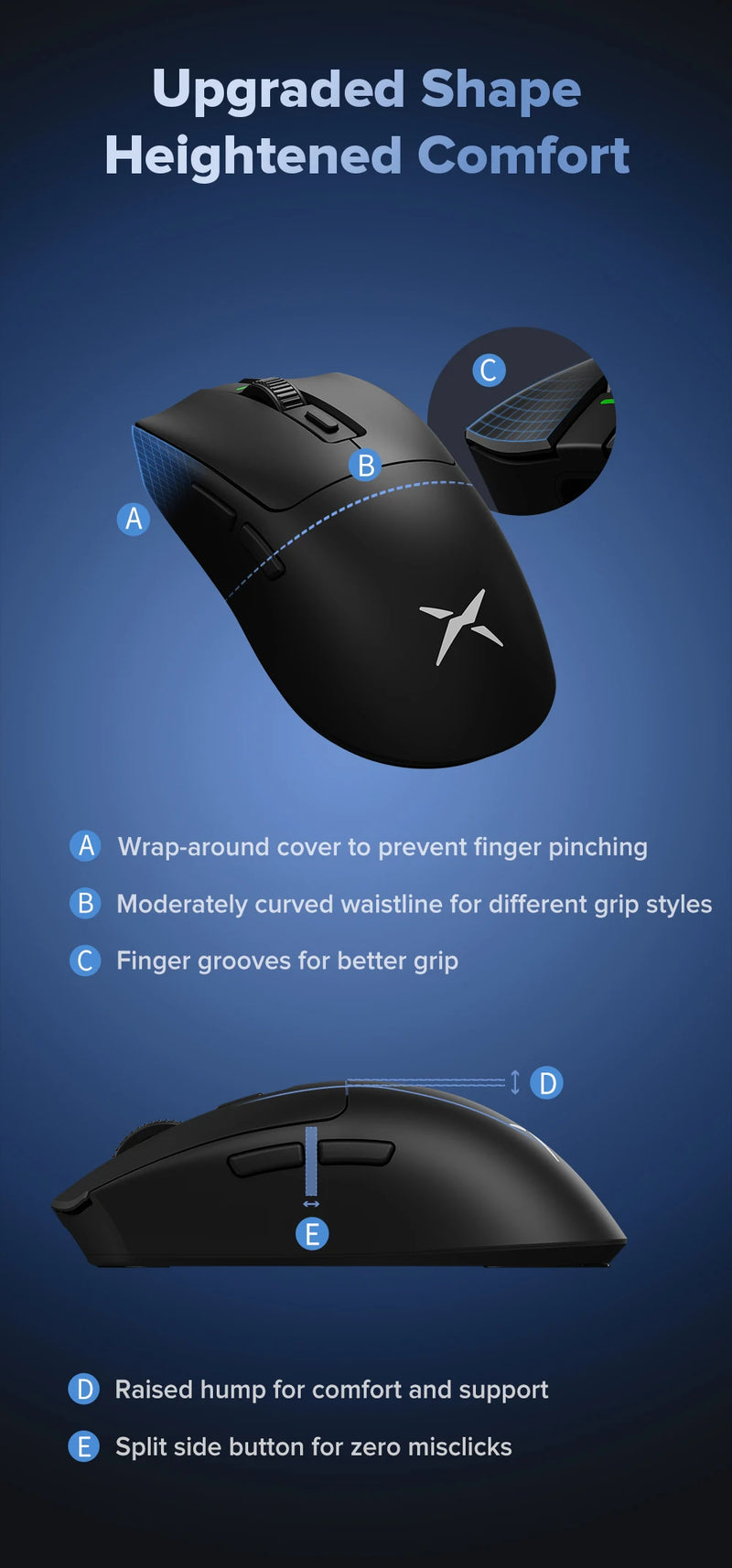Mouse Gamer Sem Fio Delux M600 - 52g Leve, Conexão Dual 2.4G, 26000 DPI, Recarga e Macro, Ideal para PC Gamer