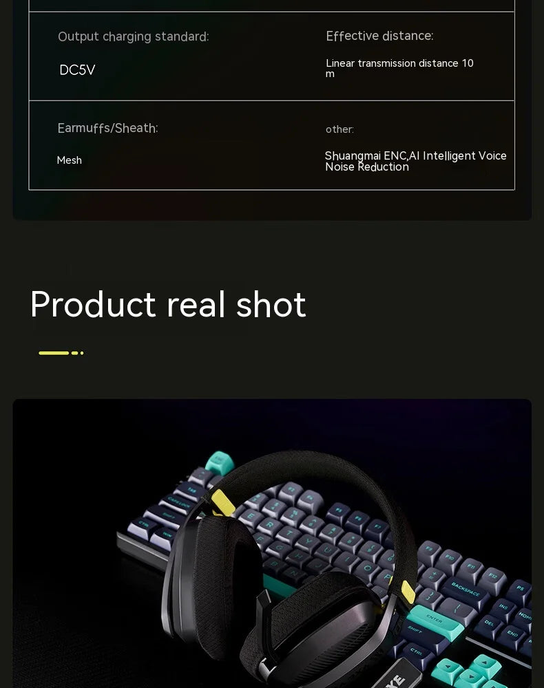 Fone de Ouvido Sem Fio VGN VXE Siren V1 - Bluetooth 5.3 e 2.4G, Headset para Jogos FPS, Baixa Latência, Leve e Personalizável