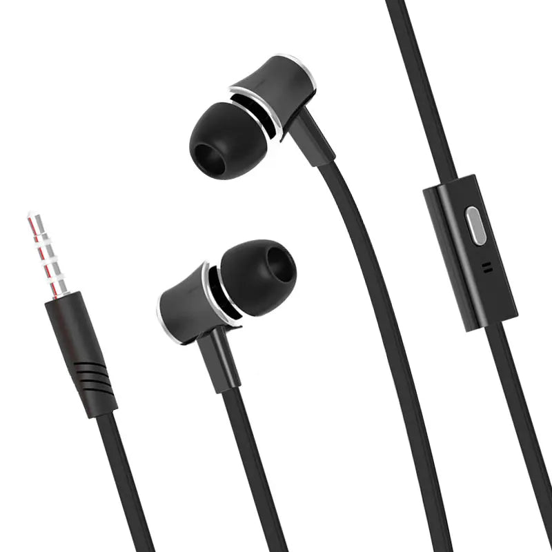 Fones de Ouvido In-Ear JM21 Extra Bass com Fio 3.5mm - Headphones HiFi com Microfone, Cabo Plano Anti-Emaranhado, Compatível com Xiaomi e Huawei